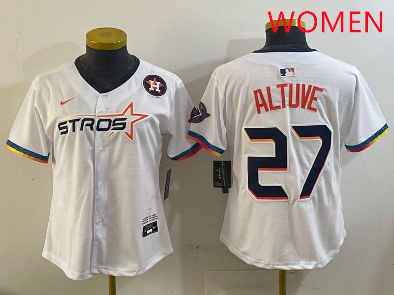 Women Houston Astros 27 Altuve White Fourth generation Joint Name 2025 Nike MLB Jersey style 6